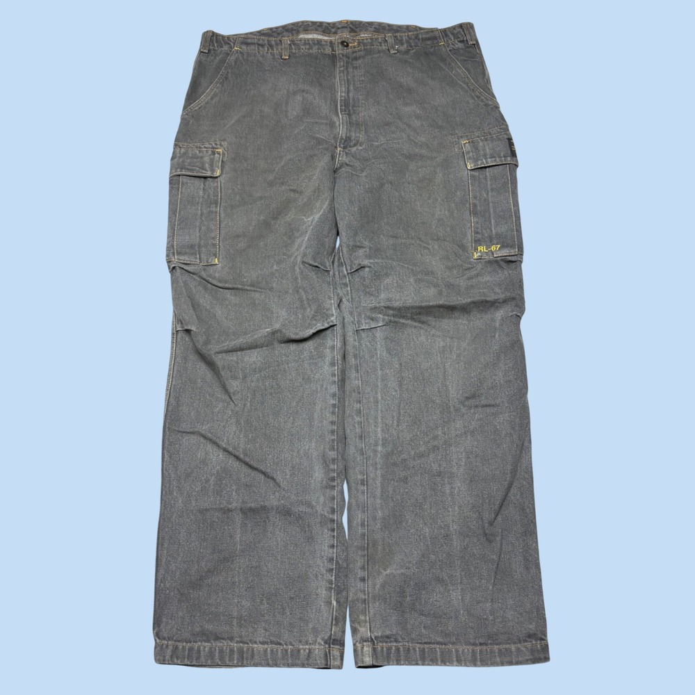 Polo Ralph Lauren Bungee Patton Cargo Pants Faded Black Distressed 40x32 RL-67